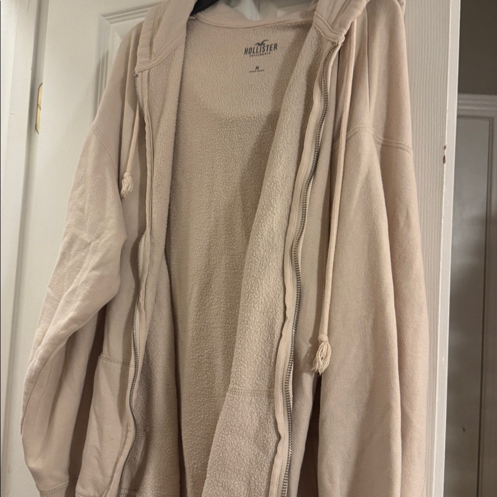 Hollister Beige Zip-Up Hoodie